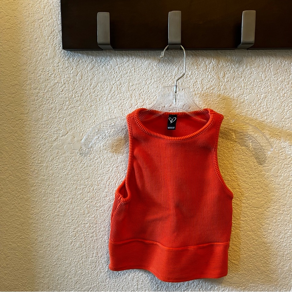 Vibrant Orange Sleeveless Top